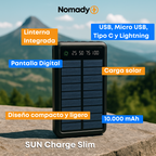SUN Charge Slim + 🎁 4 Cables de Carga (USB, Tipo C, Micro USB y Lightning) + 🎁 eBook "Energía Nómada sin Límites"