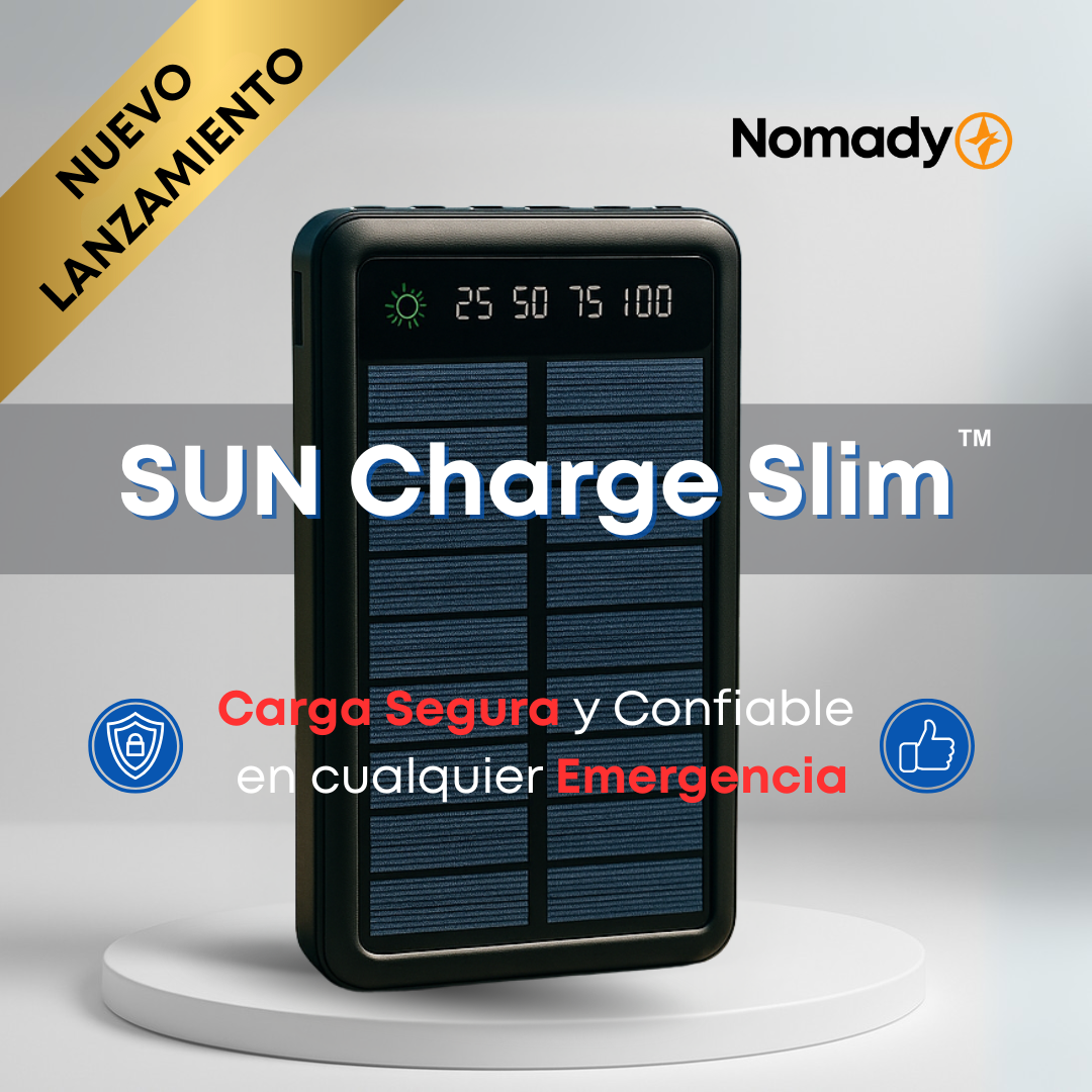 SUN Charge Slim + 🎁 4 Cables de Carga (USB, Tipo C, Micro USB y Lightning) + 🎁 eBook "Energía Nómada sin Límites"